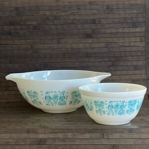 Vintage Pyrex Amish Butterprint Cinderella Mixing Bowls Set of 2